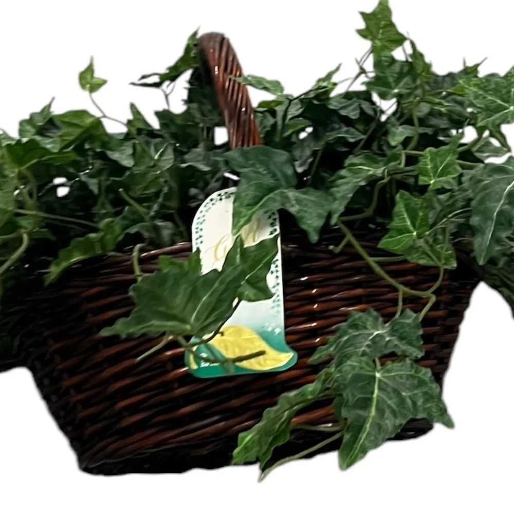 Set Of‎ 2 Gold Leaf Collection Silk Artificial English Ivy Basket